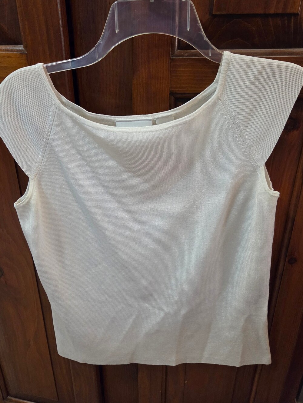 Liz Claiborne Women's Ivory Cap-Sleeve Knit Top